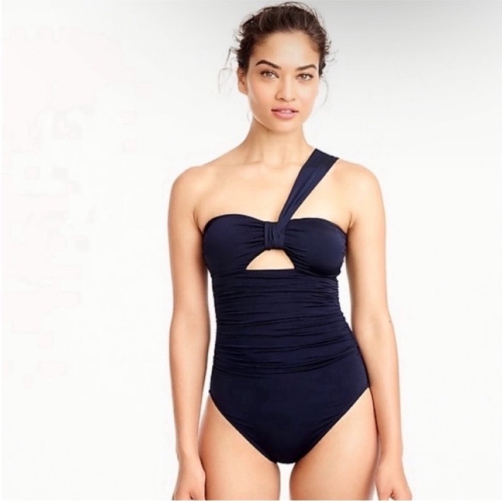 J. Crew One Shoulder Navy One Piece Swimsuit with Cutout